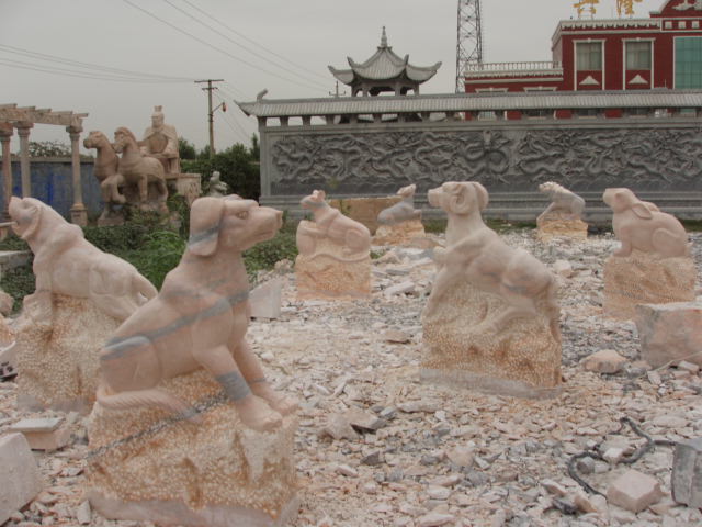 石雕生肖，石雕生肖柱，石雕十二生肖