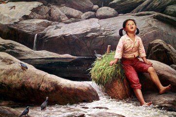 鄉(xiāng)村童年油畫